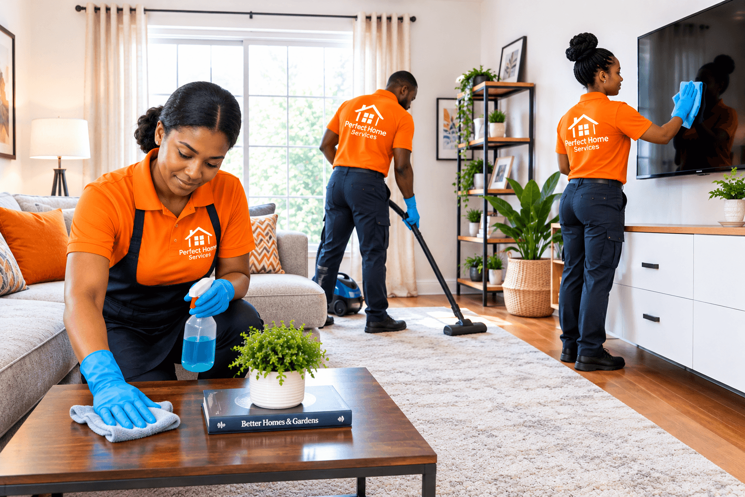 A comprehensive residential cleaning project completed by Perfect Home Services, covering detailed cleaning of living areas, bedrooms, kitchen, and bathrooms.
